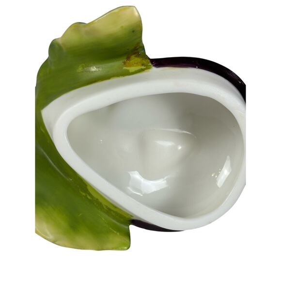 Fitz and Floyd Classics Eggplant Candy Dish/Trinket Dish Pink Flowers - Picture 8 of 11